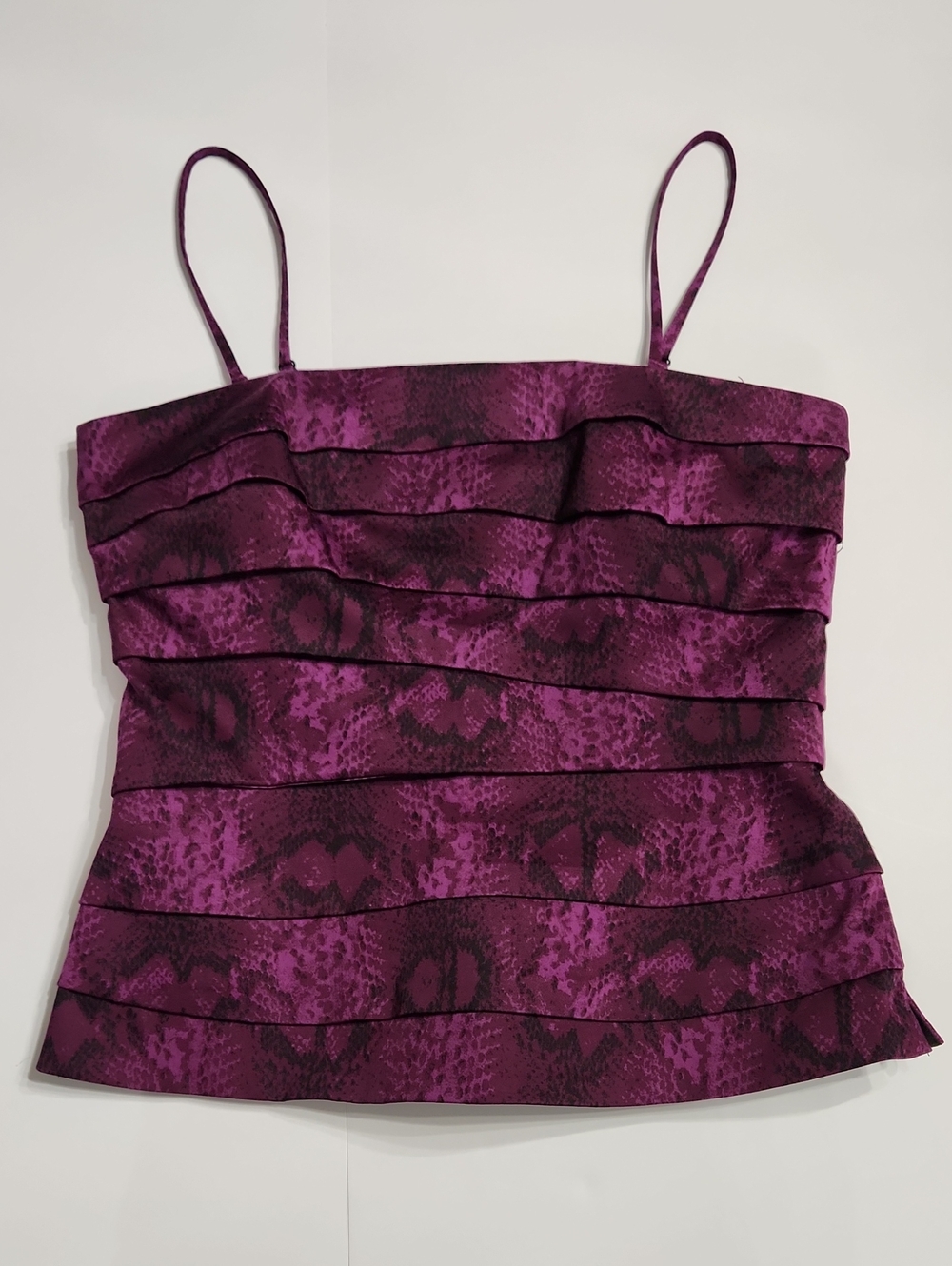White House Black Market Purple Snake-Print Tiered Spaghetti Strap Camisole